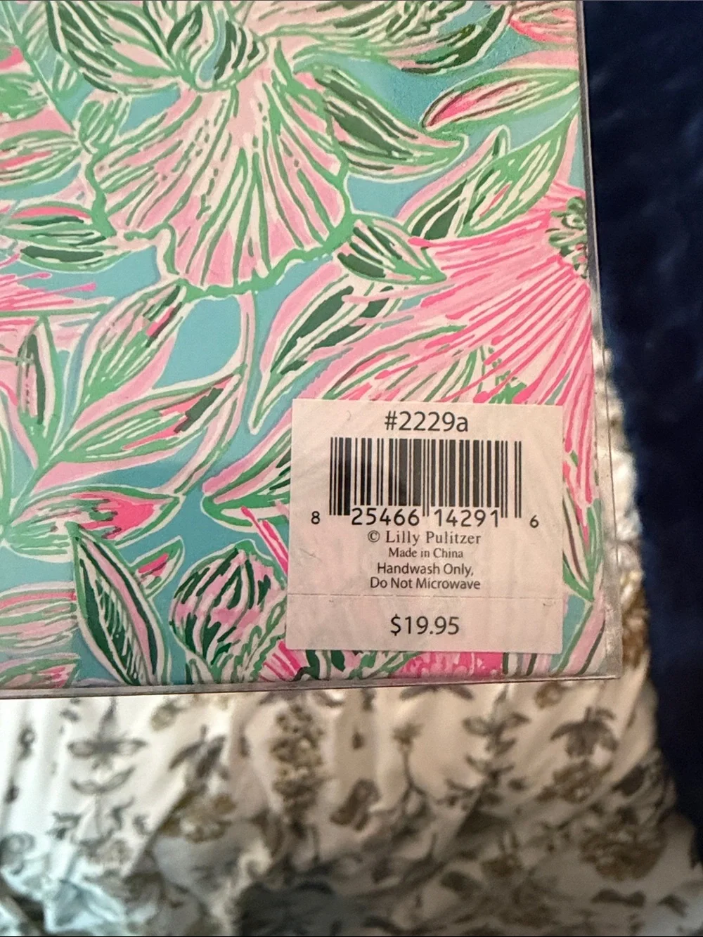 Lilly Pulitzer Pink & Green Floral Ceramic Mug with Gold Handle - Initial A
